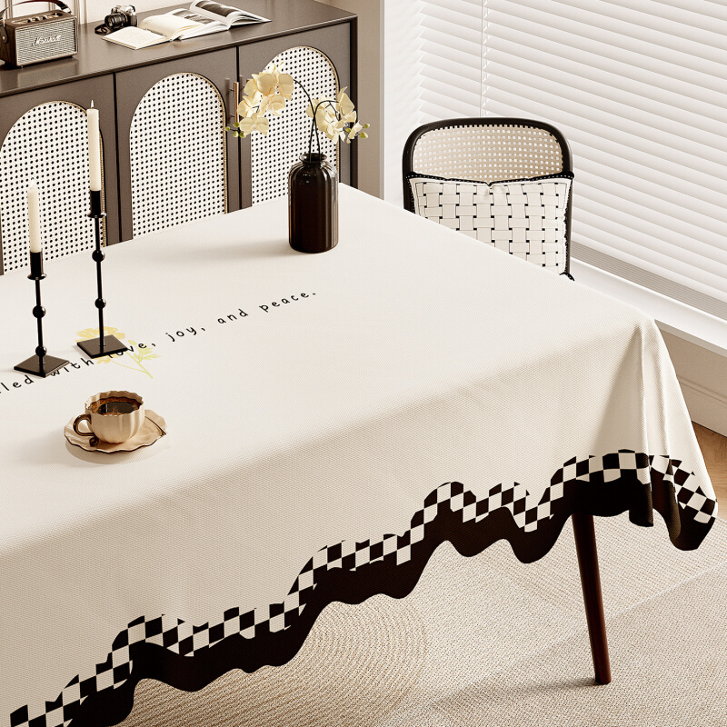 花边棉麻加厚桌布简约防油防水氛围感高级茶几餐桌布防尘长桌布