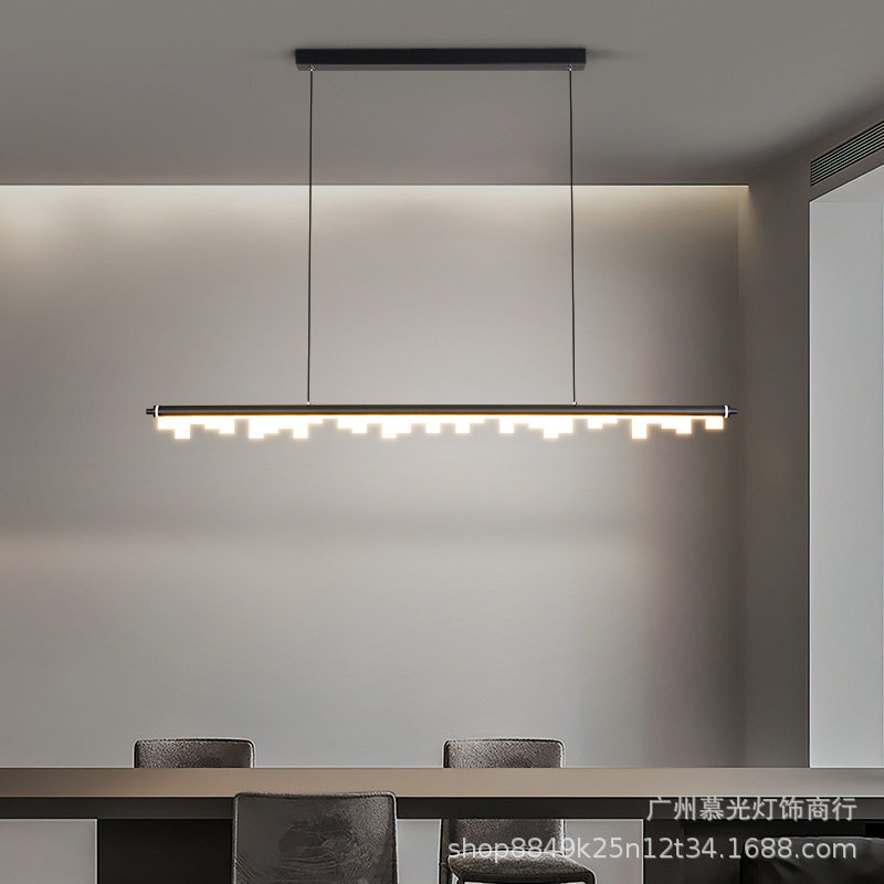 一字极简吊灯现代简约咖啡厅吧台餐厅灯北欧设计师长条餐桌饭厅灯