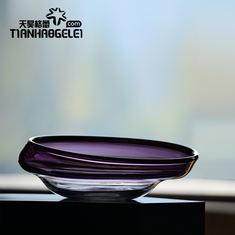 天昊格蕾手工现代极简创意玻璃水果盘酒店样板房客厅餐桌装饰摆件