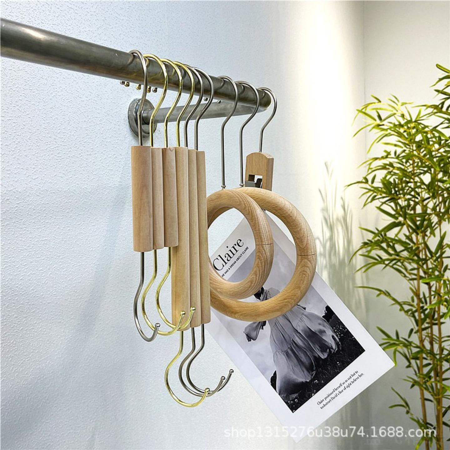 服装店专用实木挂衣钩木质圆环