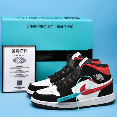 aj男鞋高帮红勾脚趾板鞋郭艾伦空军一号aj1纯白色篮球鞋黑曜石蓝
