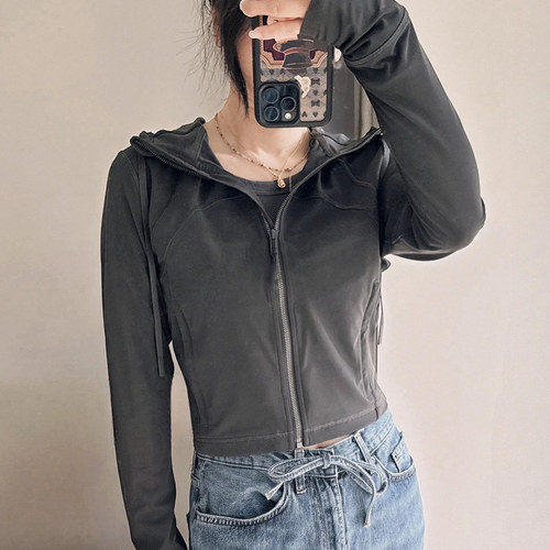 夏季瑜伽服女define网纱连帽衫