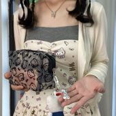 新款 随身携带洗漱包收纳包 可爱kitty猫印花网纱补妆化妆包便携式