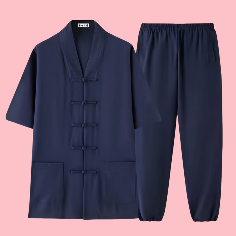 短袖道袍三清宝领太极服居士服