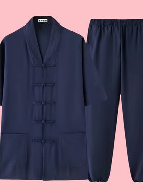 短袖道袍三清宝领太极服居士服