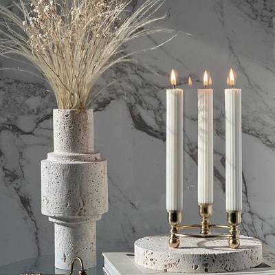 洞石travertine石灰华底座钙华candle烛台holders托盘tray大理石