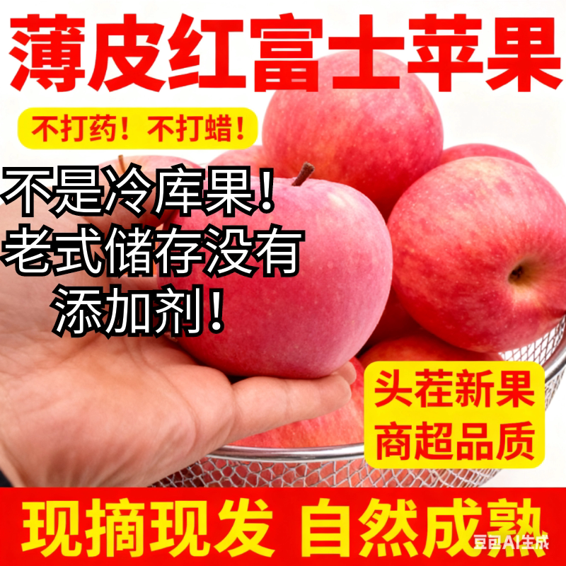 2025新果薄皮富士脆酸可口无打蜡
