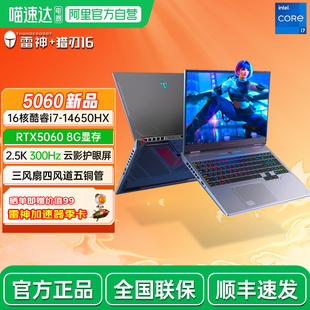 雷神猎刃R16 14代酷睿i7标压RTX5060满血独显电竞游戏大学生PS设计师AI商办办公16英寸2.5K笔记本电脑196