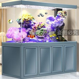 龙鱼缸超白玻璃水族箱大型公司开业客厅家用落地生态免换水底过滤