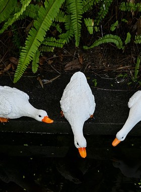 户外花园造景玻璃钢大白鹅模型园林庭院假山水池动物草坪装饰摆件