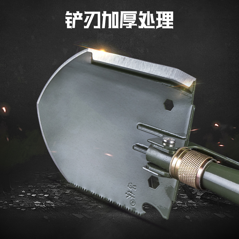 昌林308A户外多功能工兵铲便携折叠野外钓鱼铲木柄铁锹车载兵工铲