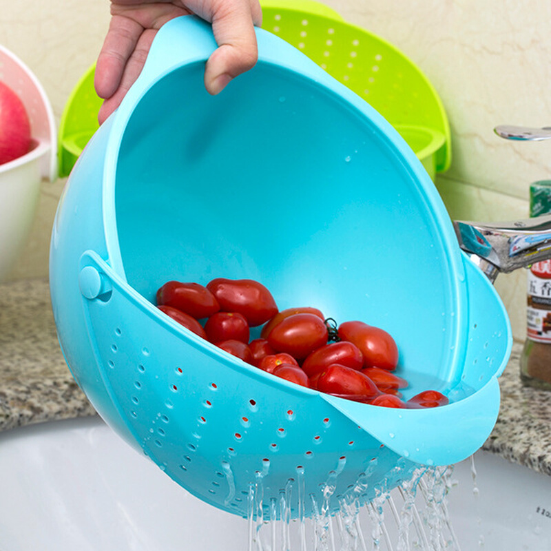翻盖沥水篮厨房洗水果盆塑料滤水洗菜篮子淘米筛大号加厚水果盘