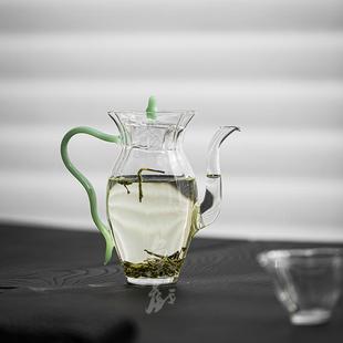 耐热玻璃茶壶绿茶专用泡茶壶家用过滤仿宋执壶花茶壶 鱼戏手工日式