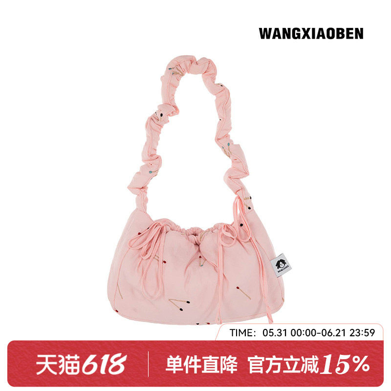 王小笨 新款粉色DuangDuang火柴棍泡芙包女单肩背包 BH1210747