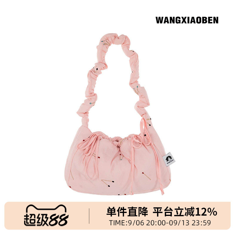 王小笨 新款粉色DuangDuang火柴棍泡芙包女单肩背包 BH1210747图片