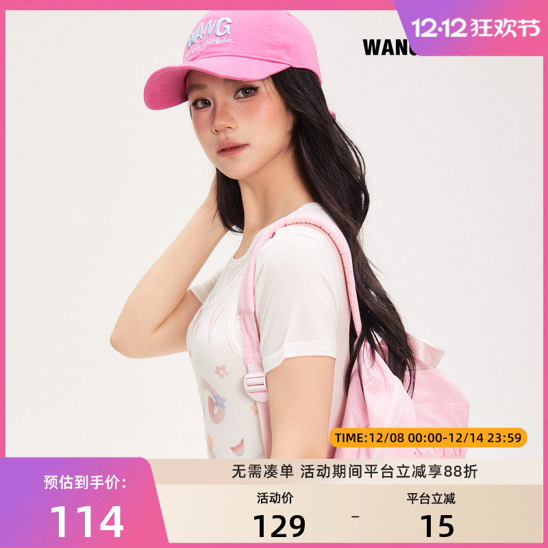 王小笨 2025新款美式蝴蝶结刺绣可调节遮阳棒球帽BA2301066