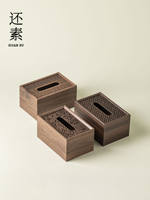 Wooden carved and hollowed-out tissue box, living room creative high-end dining table tissue box, hotel office tissue box, Chinese style thumbnail 5