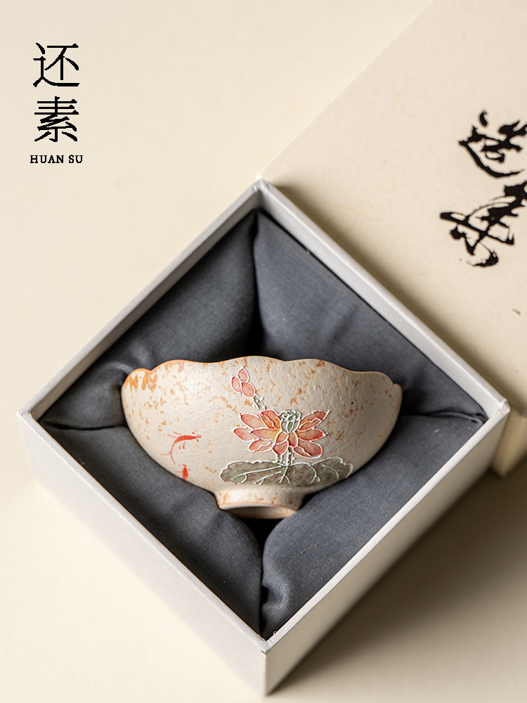 蓝白火石红手绘莲花莲花花瓣杯大师杯陶瓷茶杯功夫茶具茶杯,餐饮具,茶杯,淘宝优惠券,粉丝福利购,淘宝优惠卷