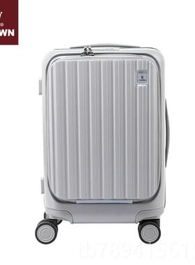 高档C李RWN皇冠铝框拉链箱20大寸O拉杆行箱女容量前开盖商务旅行