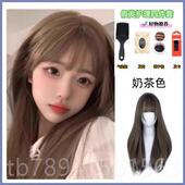 高档纤佳人色冷棕假发女长韵发长直发全头套式 日圆脸自然仿全真常