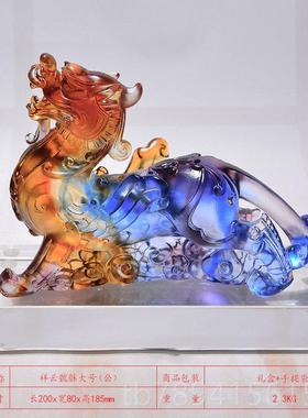 高档琉璃工貔貅摆件公室公司开业乔迁居家居礼品家庭办装新饰水晶