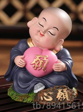 高档件小沙弥禅意小和尚摆品送饰学生日礼物礼品可爱办同公室桌面