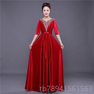 高档大合唱团演出服女长高中学生代时尚20现24主持裙女人礼服晚礼