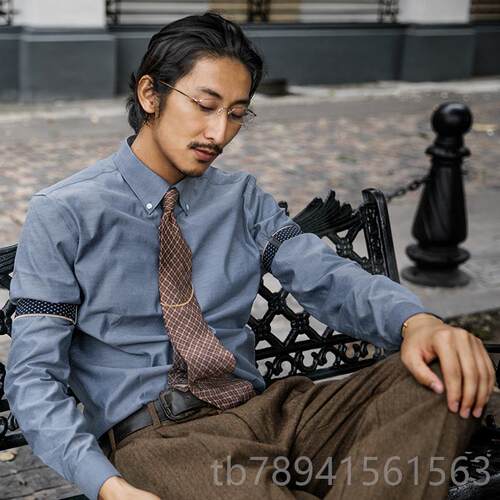 高档感SOARIN英伦古复高级衬衫男 法式商务正装休闲工作服长袖白