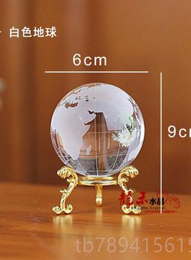 高档欧式水晶球地居仪摆件球客厅装饰品足球家办公室礼手工艺品黄