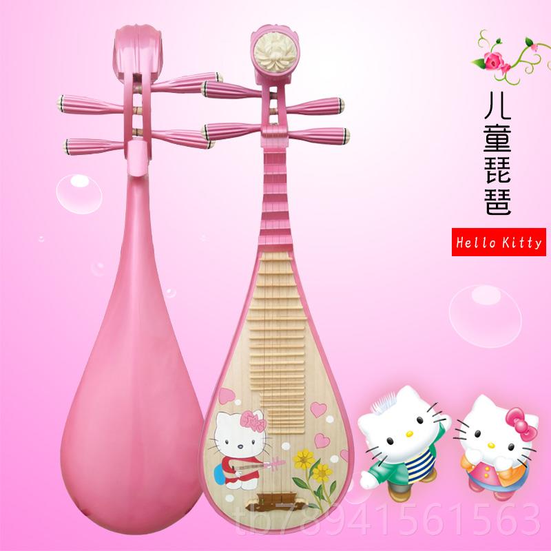 高档儿童琵琶色青花木瓷黑白色红木梨粉木椿彩绘幼儿小琵琶乐器厂