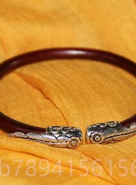 高档天藤记节银鸡血藤手镯 藏银配西饰男款女款有无节情藏侣款木