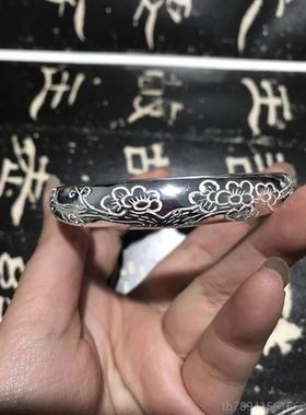 高档纯银匠 梅银工手镯一花镯体999纯银女手镯首饰手工来图来料定