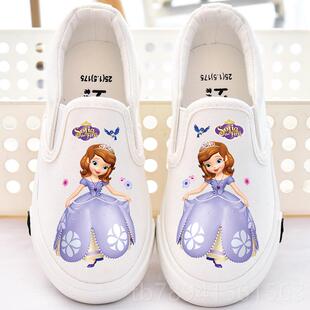 高档儿童园布鞋女童单儿小白鞋新款一脚蹬鞋室内女孩幼白色帆布童