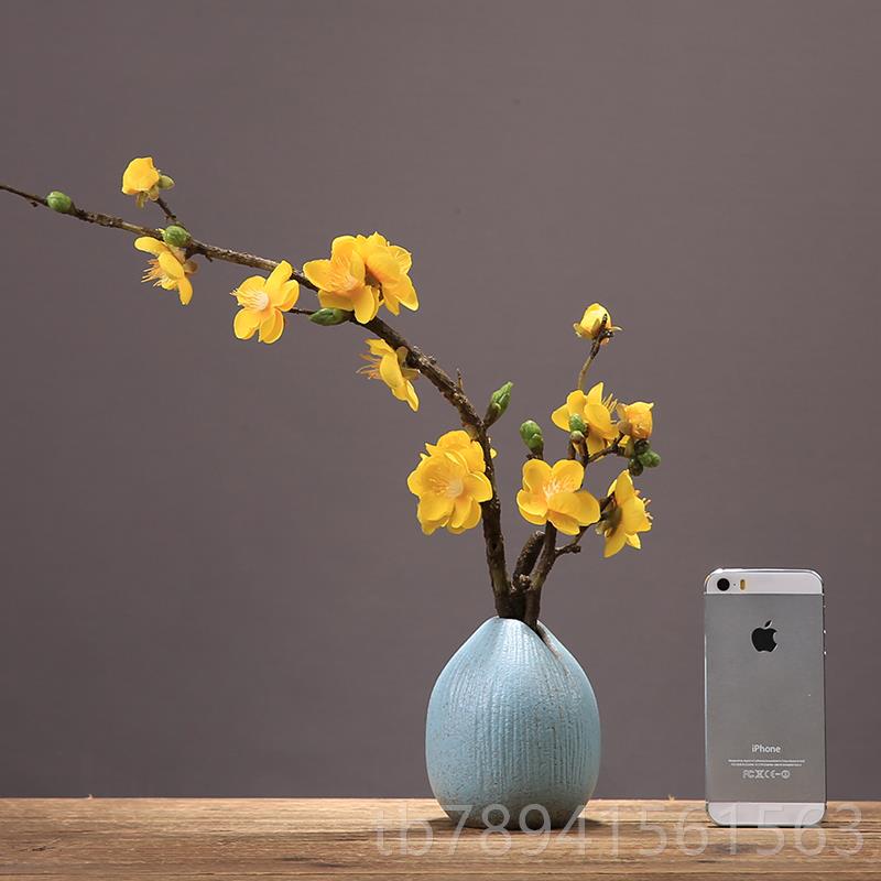 高档装新中式创意素烧陶瓷软花瓶摆件仿真腊花套客厅梅插花装日式