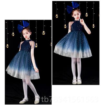 高档六一儿童演舞出服唱女童舞蹈蓬蓬纱裙幼儿园中学小生大合台表