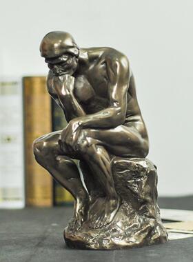 思考者冥想思考艺术品工艺品家居装饰雕塑青铜人物创意饰品