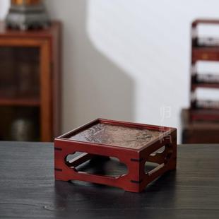 归鸿茶桌中式小摆件正方形楠竹大漆壶承小茶台香炉底座功夫茶具