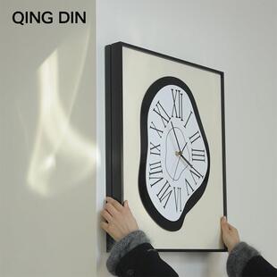 电表箱装饰画 画带钟表达利异形覆古时钟电箱遮挡挂钟静音玄关挂