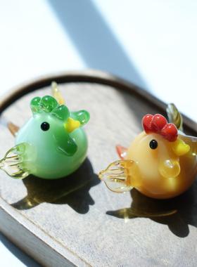 淄博博山琉璃咕咕鸡桌面摆件纯手工彷真公鸡办公室吉祥装饰品礼物