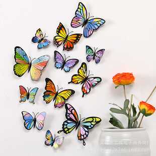 饰 PVC磁性蝴蝶房间装 3D立体装 高仿真蝴蝶 单层磁铁蝴蝶