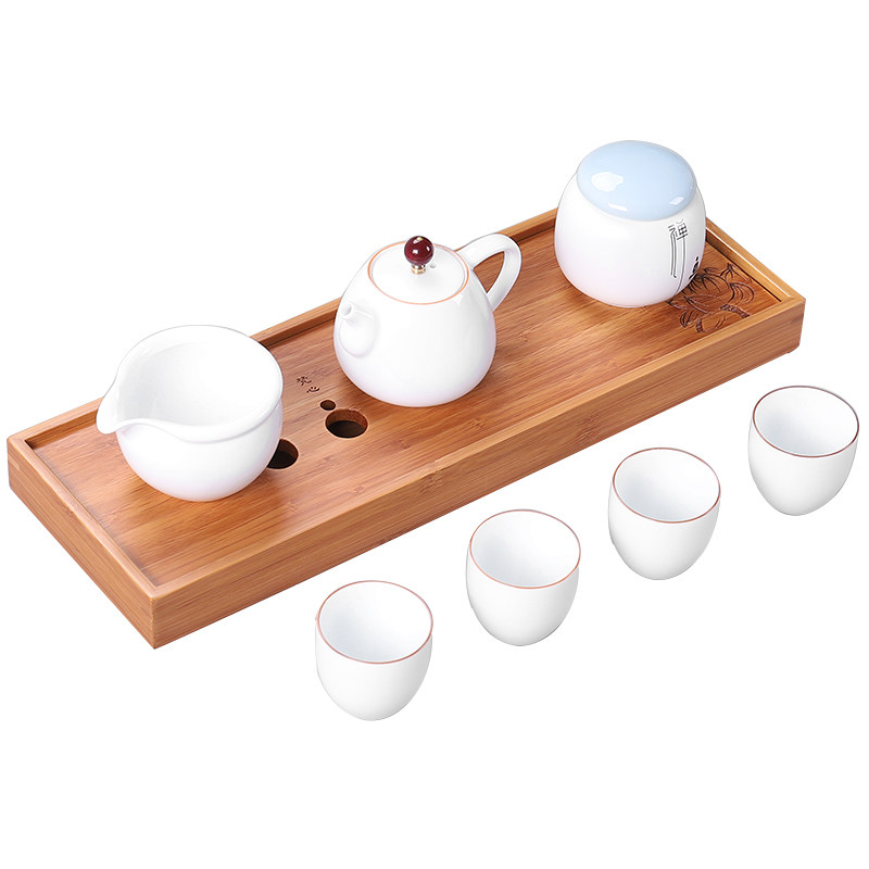 整套陶瓷功夫茶具套装一壶四杯中秋随手便携茶盘礼品公司定制LOGO