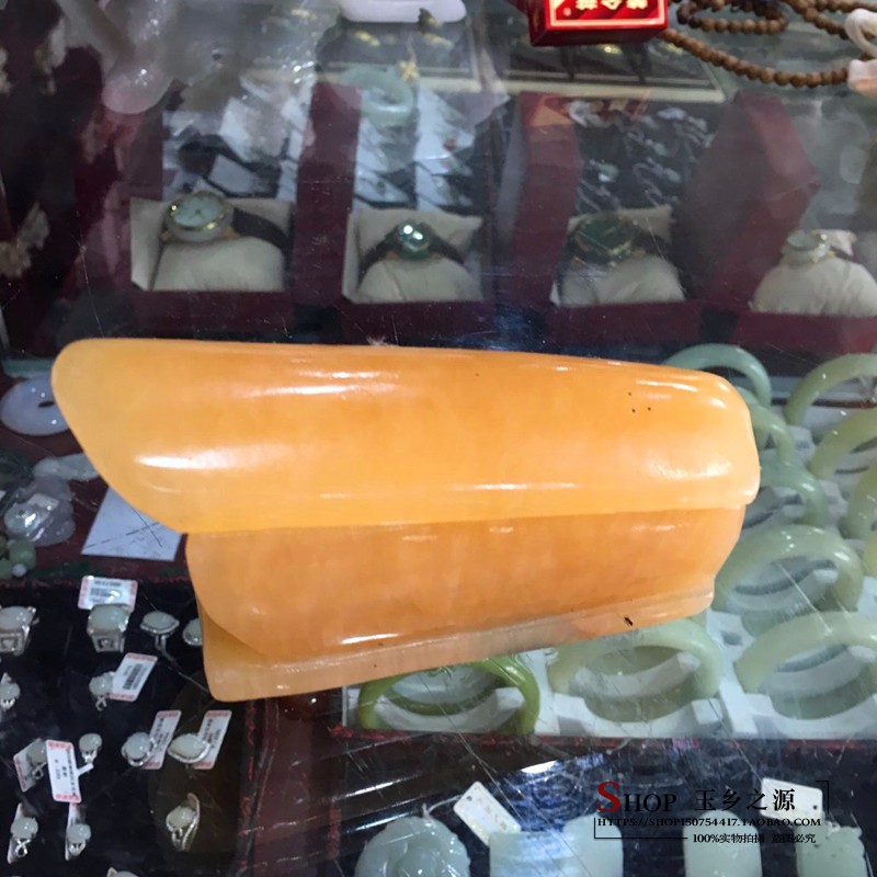 天然米黄玉棺材手把件摆件家居玄关酒柜桌面电视柜工艺品礼品摆设
