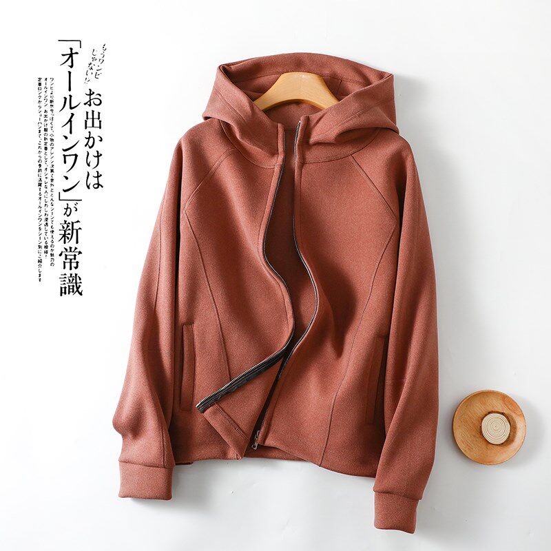 德绒防风连帽开衫女士秋冬休闲拉链长袖加厚上衣大码保暖卫衣外套