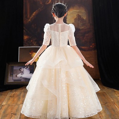 主持人礼服女童冬十岁生日女孩公主裙钢琴比赛演出服朗诵演讲服装