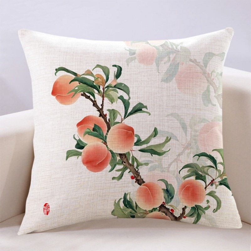 中式小清新桃子寓意吉祥长寿客厅沙发抱枕套含芯沙发靠背垫午睡枕,居家布艺,靠垫/抱枕,淘宝优惠券,粉丝福利购,淘宝优惠卷
