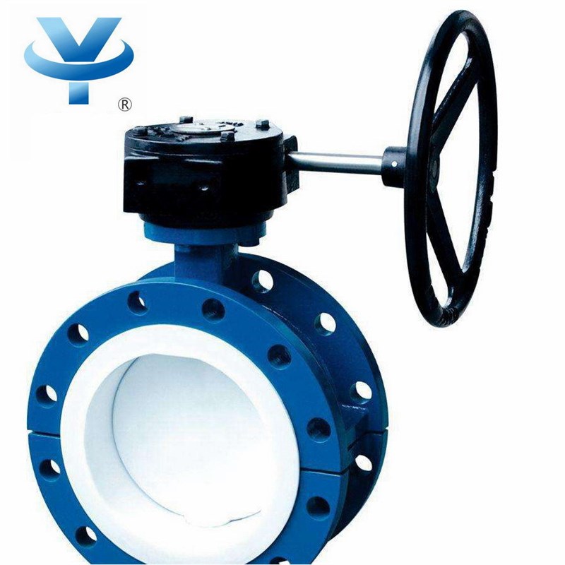 涡轮法兰式衬氟蝶阀耐腐耐酸碱全衬里四氟蝶阀 D341F46-16C DN