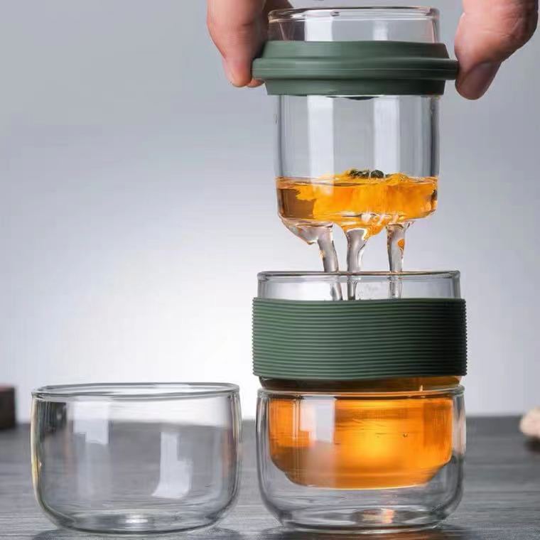 耐热玻璃旅行茶具套装便携快客杯随身一壶二杯功夫泡茶壶户外车载