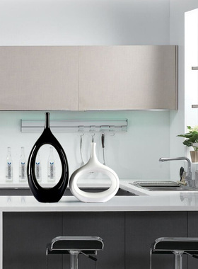 创意陶瓷家居装饰个性摆件工艺品客厅酒柜玄关抽象椭圆花瓶摆件