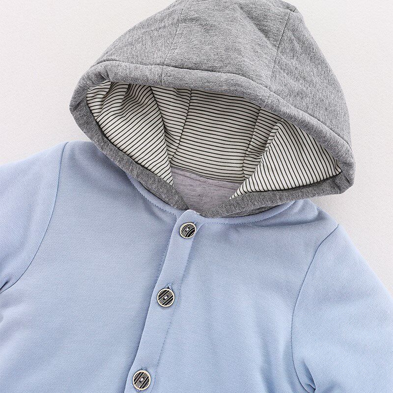 小数点童装男宝宝冬季加厚背带裤套装男童夹棉带帽外穿上衣套装