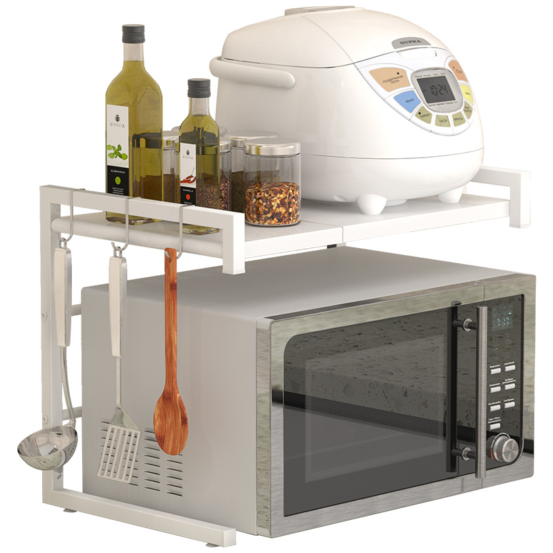 多功能厨房落地置物架可伸缩微波炉架子烤箱收纳家用双层台面桌面